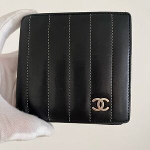 Chanel Mademoiselle black lamb skin quilted wallet